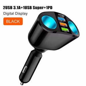 Cargador de Coche Dual USB Tipo-C 20W + Divisor de Encendedor con LED