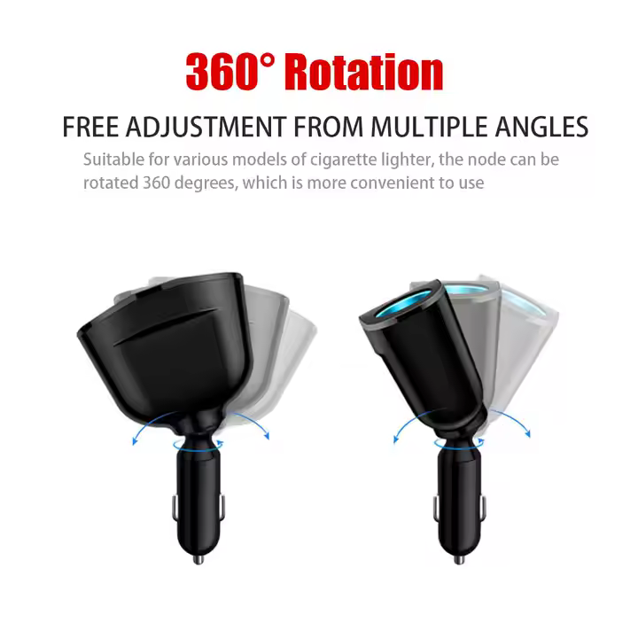 Cargador de Coche Dual USB Tipo-C 20W + Divisor de Encendedor con LED - Imagen 2